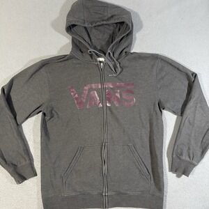 Vans Hoodie Full Zip Hoodie Gray Streetwear‎ Sweatshirt Purple Logo Skate Sz Lg